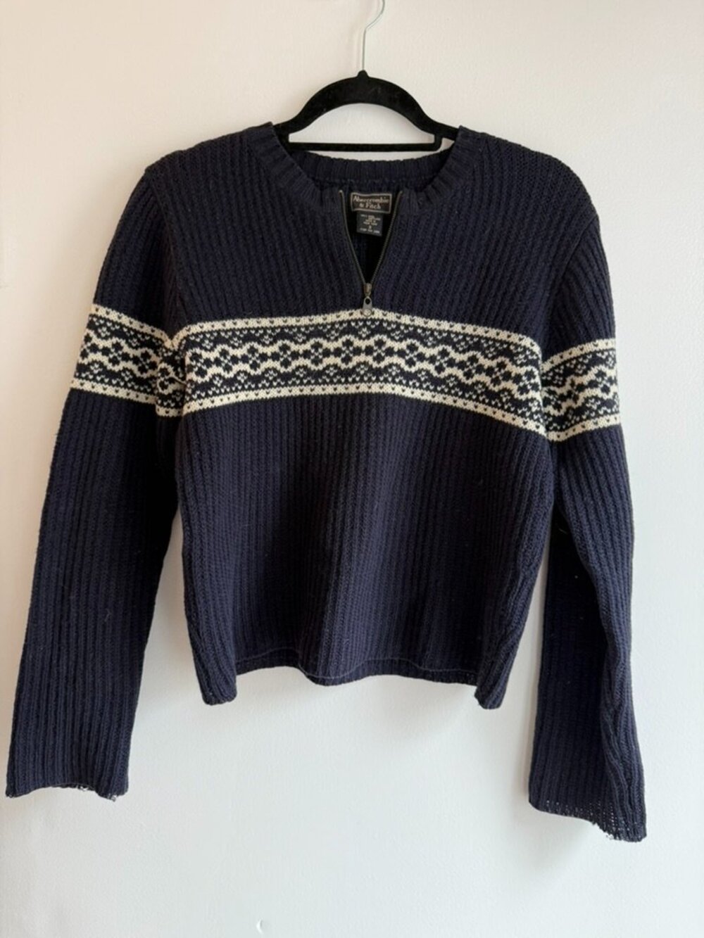 Vintage 100% Wool Fair Isles Sweater | Abercrombie & Fitch | Sz Small